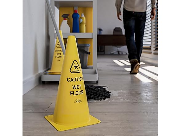 Yellow Safety "Caution Wet Floor" Cones