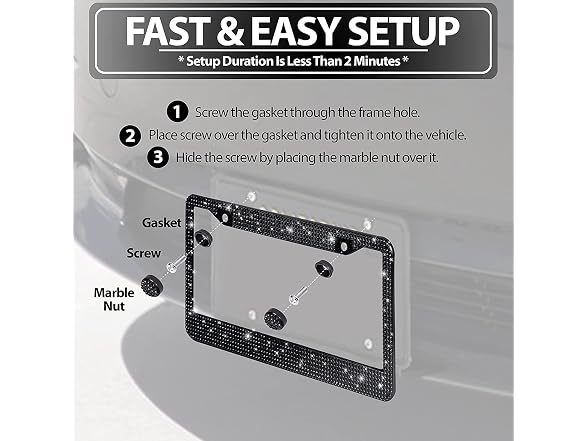Zone Tech GA0072 Rhinestone License Plate Cover Frame Blin