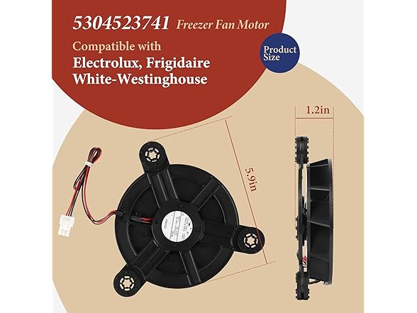 GREALTH 5304523741 Freezer Fan Motor