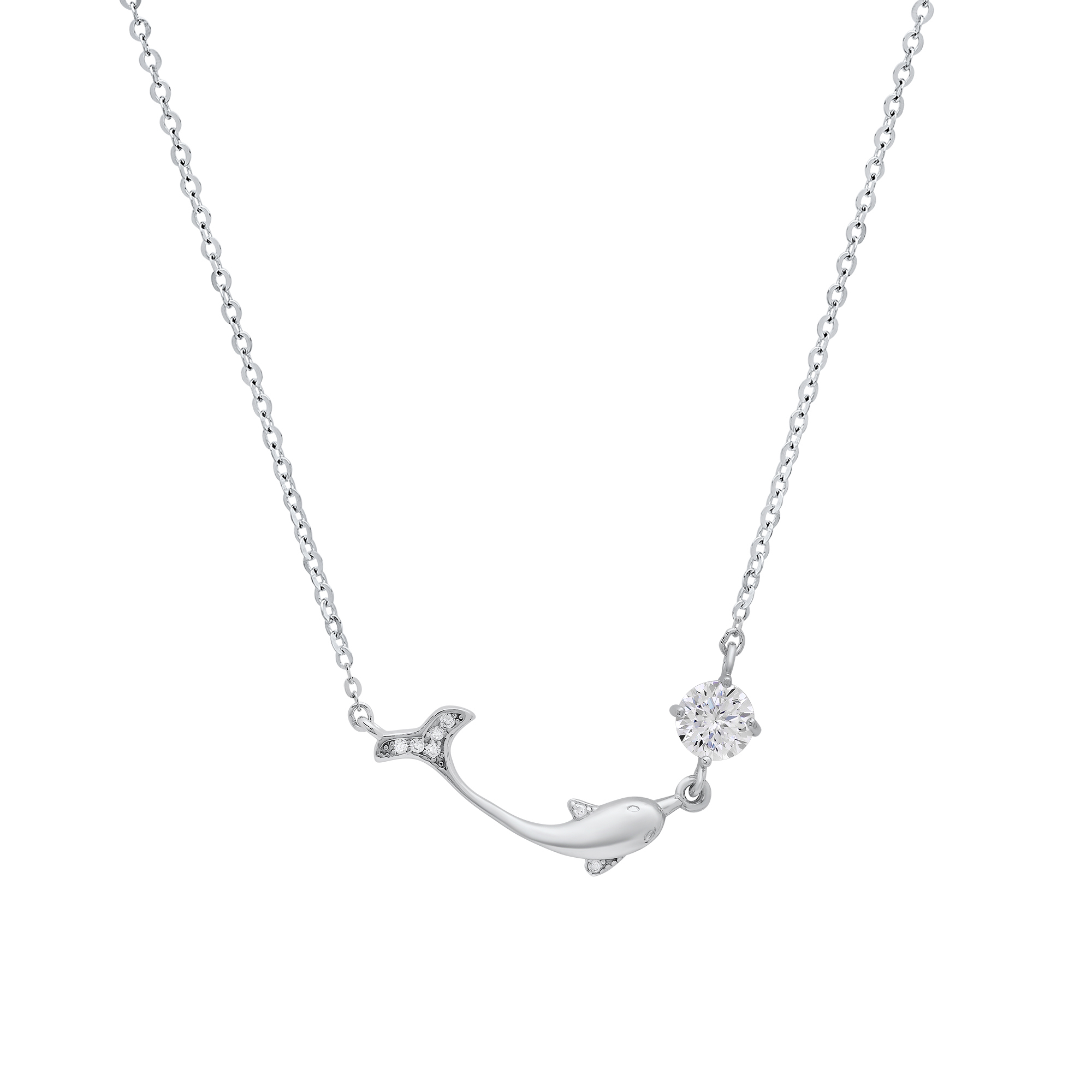 Moissanite Diamond Dolphin Necklace - Gallery 5