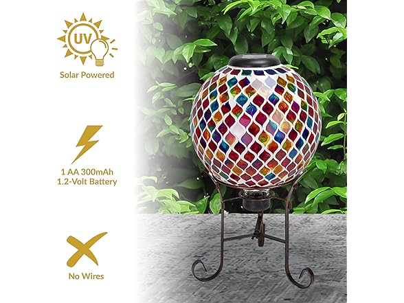 Sunnydaze 10-Inch Solar Gazing Ball for Garden, Summer Trellis