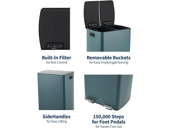 PrecisionAuto 60L Dual Compartment Kitchen Trash Can