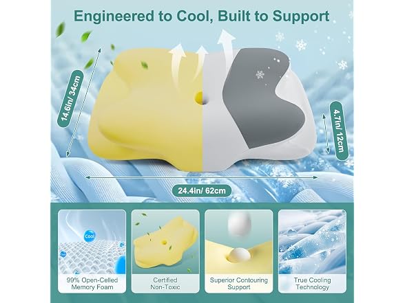 DONAMA Cervical Neck Pillow Light Grey