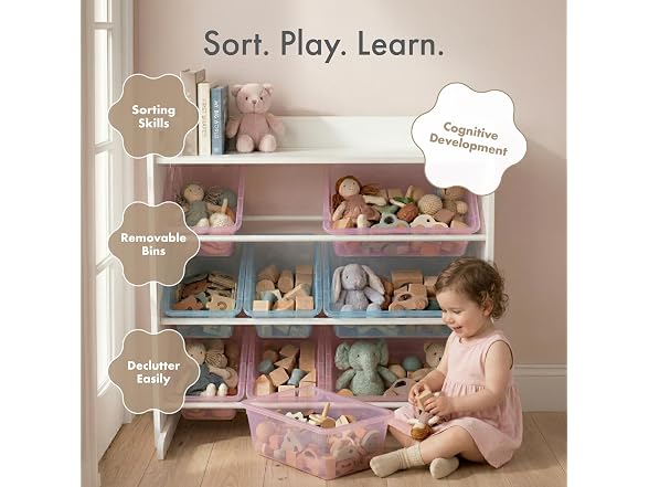 Humble Crew Toy Organizer Display 9 Bins Pastel