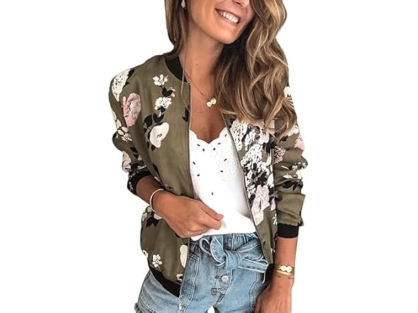 Ecowish Women (XL) Casual Bomber Jacket