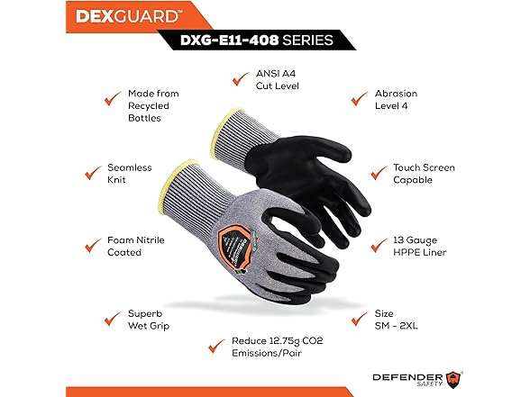 Defender Safety DXG-E11-408S-12 A4 Cut 12 pr