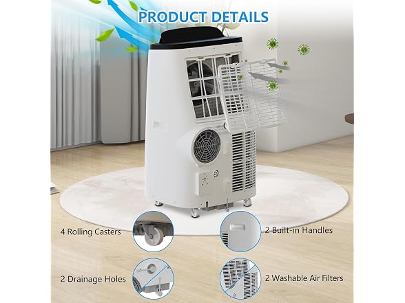 DrawVibe 14,000 BTU Portable Air Conditioner Cool