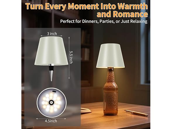 Beige Shade Wireless Bottle Lamp