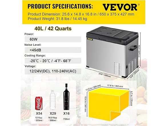 VEVOR 12 Volt Refrigerator