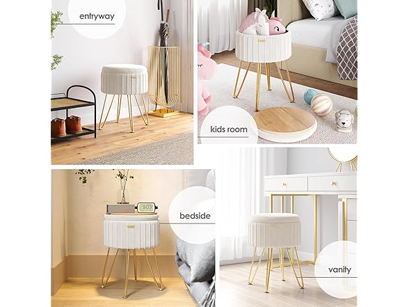 STORAGEBUD Round Ottoman with Storage