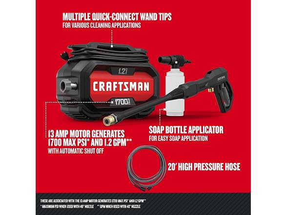 CRAFTSMAN CMEPW1700 - 1,700 MAX PSI Pressure Washer
