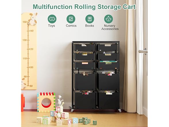 Rolling Storage Cart with 10 Drawers