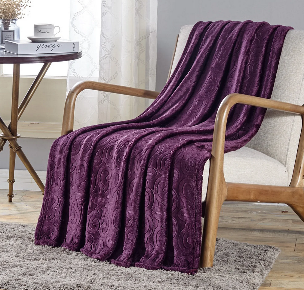 Ultra Soft Microplush Embossed Scroll Pattern Throw - Gallery 8