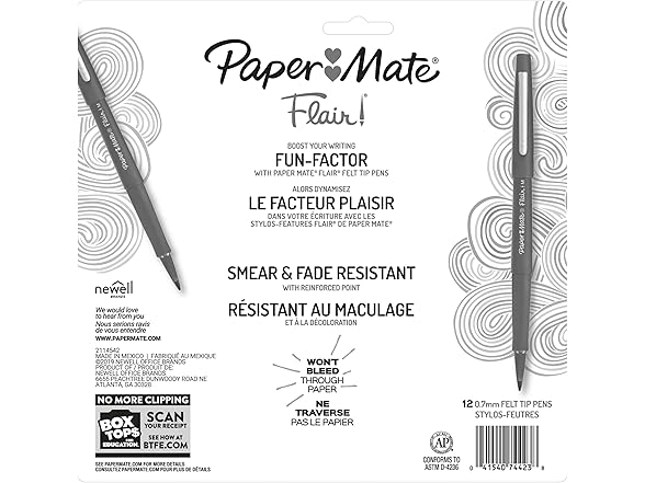 Paper Mate Flair Felt Tip Pens, 12 Count