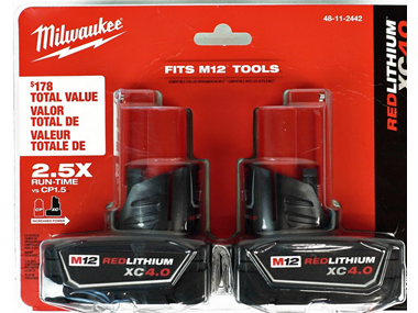 $92.99, Was $99.99, 7% Off! Milwaukee 48-11-2442 M12 12V 4.0 Ah Battery 2pk dealfomo