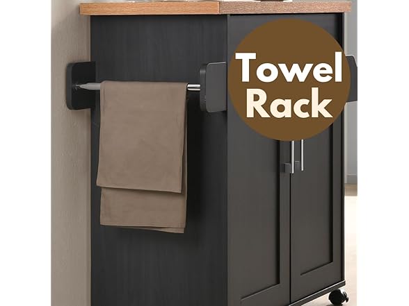 Hodedah Rolling Wood Kitchen Island Cart