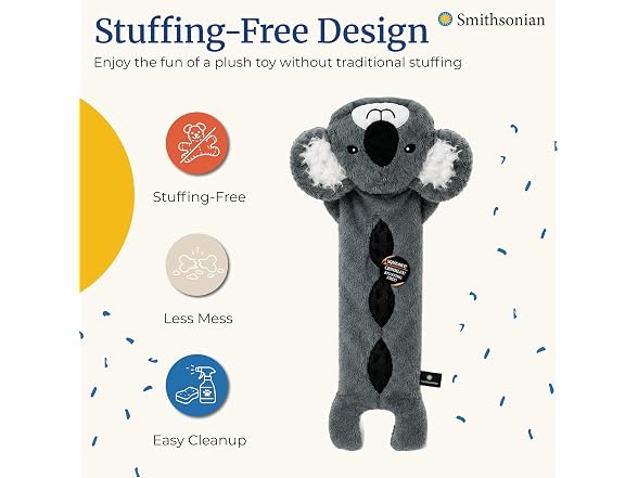 Smithsonian Long Animals Dog Toy – Stuffing-Free Koala