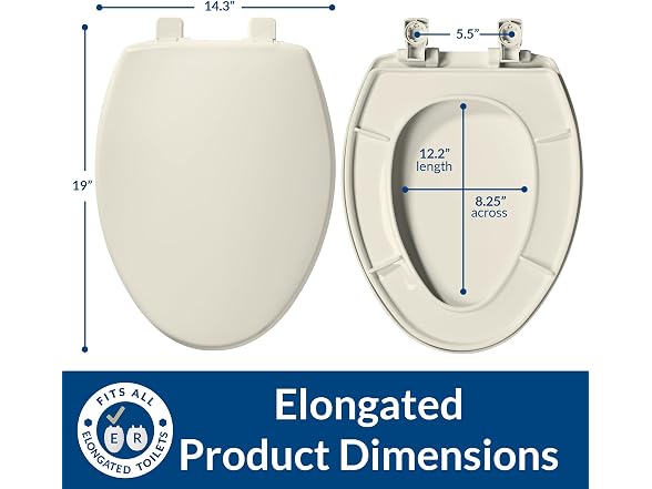 Bemis 7300SLEC Slow Close Toilet Seat, Easy Clean 