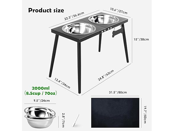 ADENGL Metal Elevated Dog Bowls