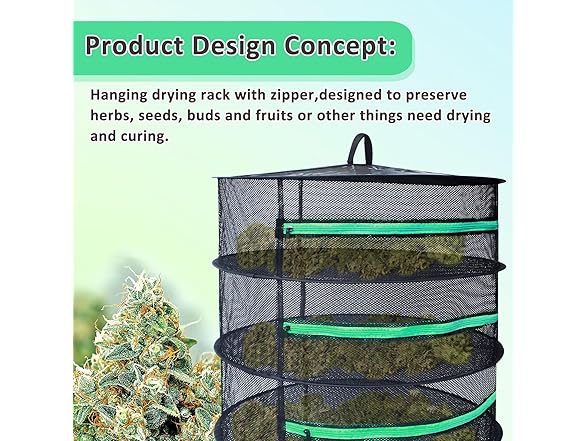 Growsun 8-Layer Herb Drying Rack, 2ft