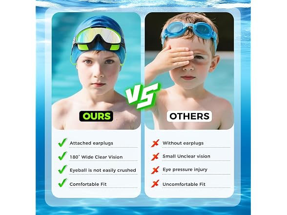 CMBJJU 3-Pack Swim Goggles w/Earplugs