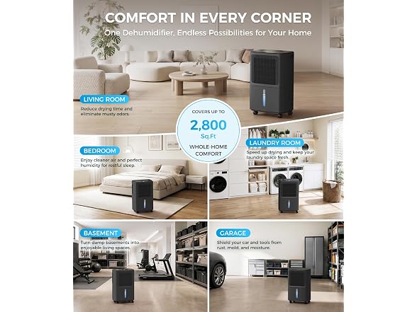 VEAGASO 2,800 Sq.Ft Dehumidifier