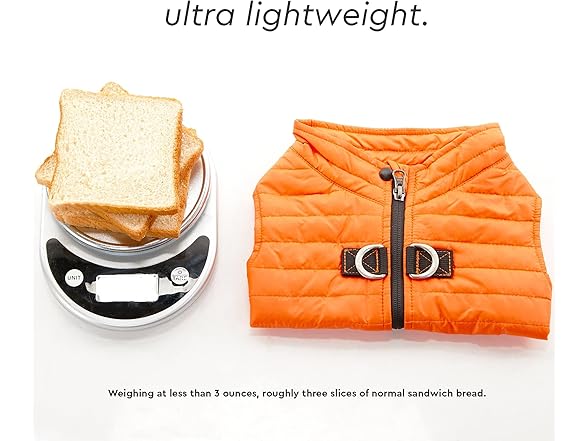 Gooby Puffer Vest Dog Jacket - Orange, Medium