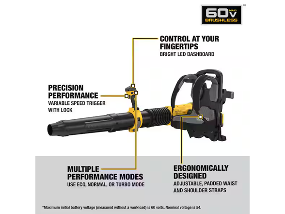 Dewalt DCBL570B 60V MAX 855 CFM 160 MPH Blower