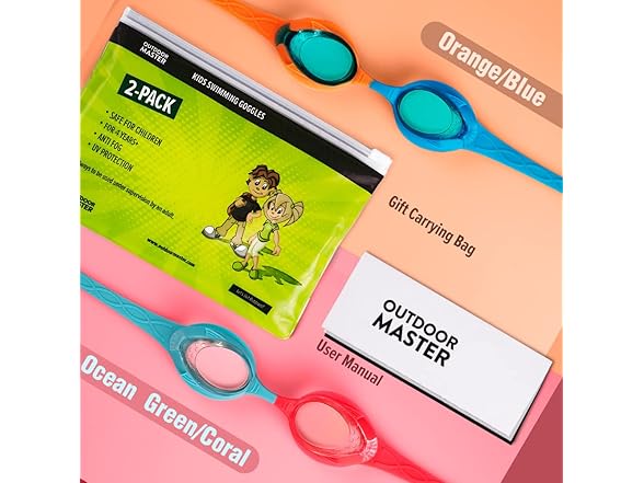 OutdoorMaster Kids Swim Goggles 2 Pack