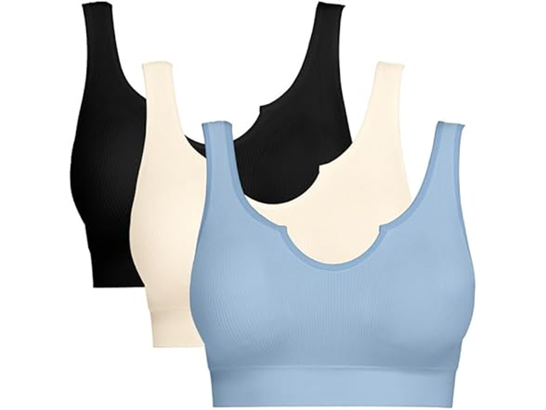 3 Pack Sports Bras With Removable Pads