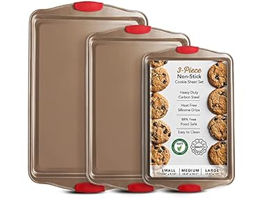 $9.99 EATEX Baking Sheet Set, 3-Piece Cookie Sheet Set dealfomo