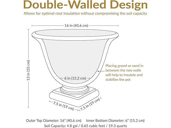 Sunnydaze 16-Inch Darcy Round Plant Pot