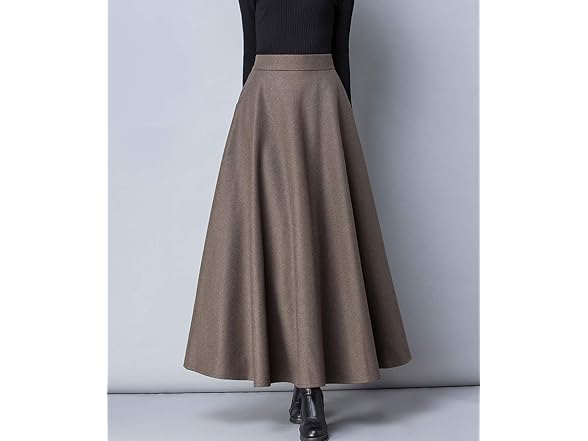 Femiserah Women (M) Long Maxi Woolen Line Skirt