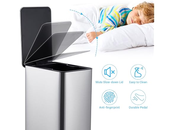 OUTLANE 2.64 Gallon Stainless Steel Kitchen Trash Can