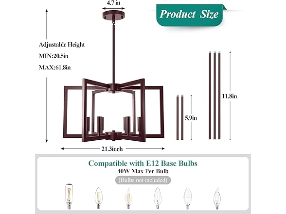 6-Light Chandelier, Farmhouse Dining Room Light Fixture