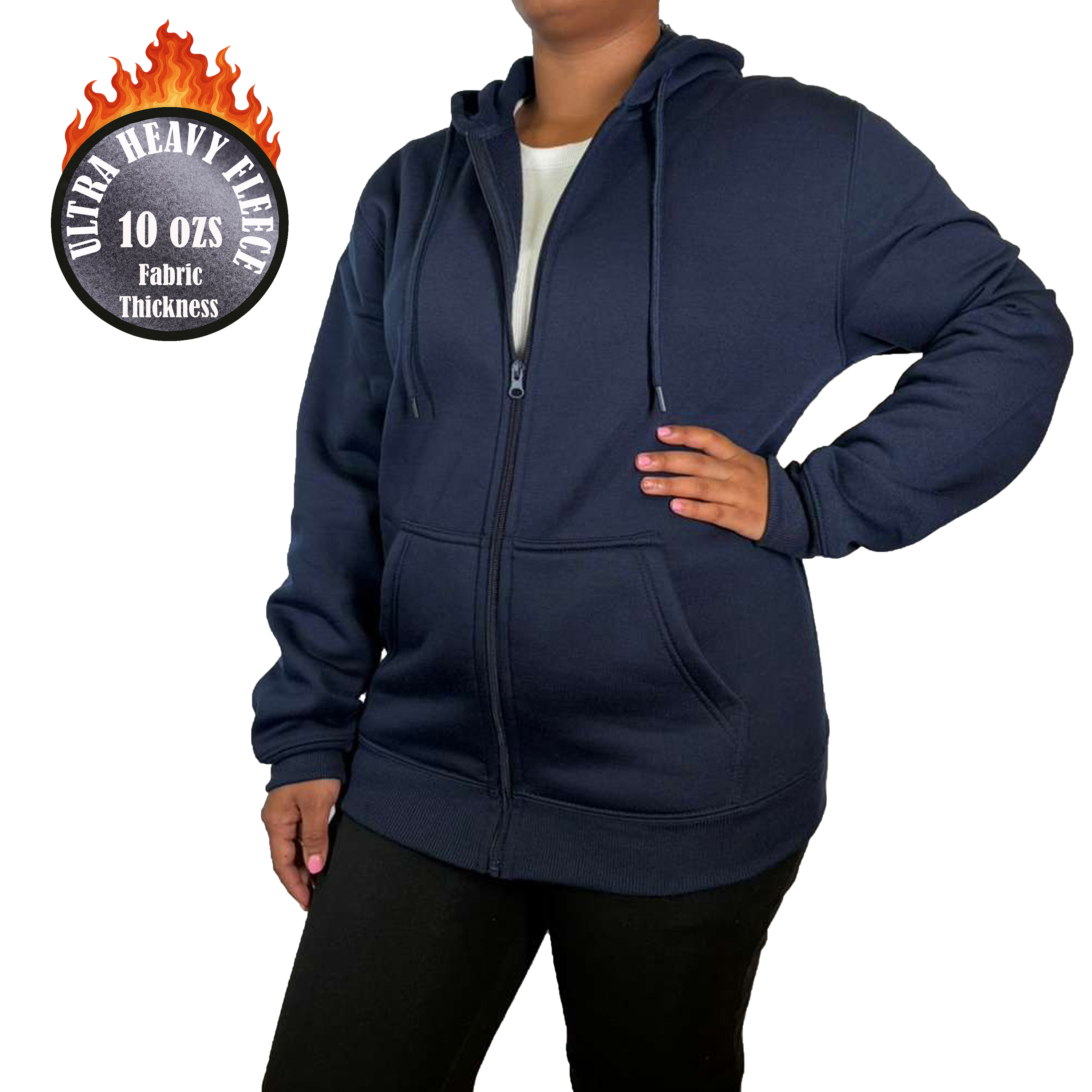 Womens Heavyweight Fleece-Lined Full Zip Hoodie - Gallery 20
