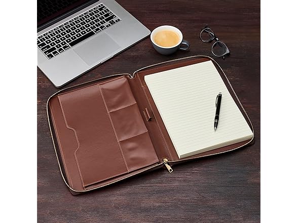 Gallaway Leather Genuine Leather Zippered Portfolio Organizer