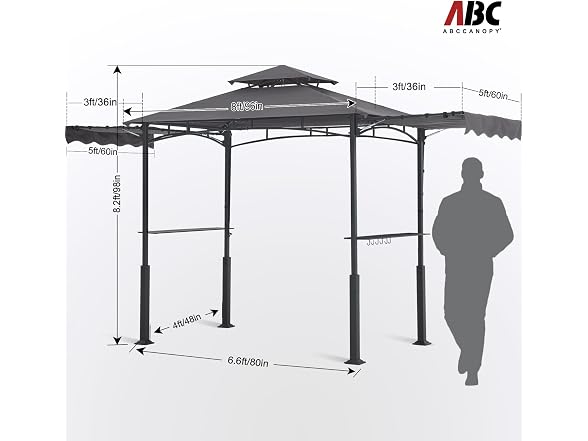 ABCCANOPY Grill Gazebo 14x5 with 2 Side Awnings