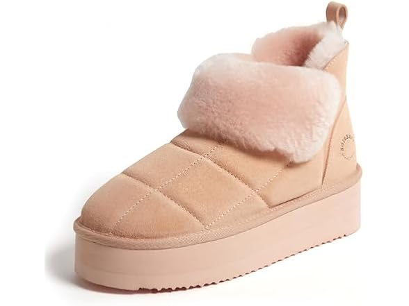 Dearfoams Womens Bayswater Platform Shearling Bootie - Gallery 2