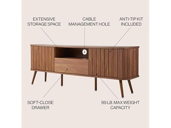 JONATHAN Y Damien 70 Curved TV Stand