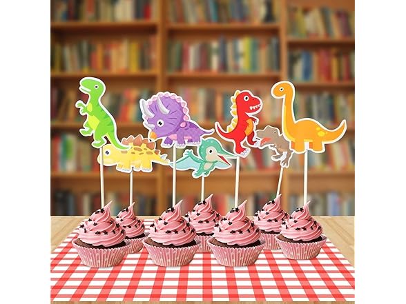 ALISSAR Baby Dinosaur Cupcake Toppers