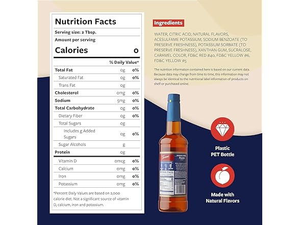 1CT Torani Sugar Free Syrup, Peach, 25.4 Ounce