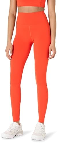 Amazon Essentials Women's Active FormFlex Buttery Soft High Waist 27.5" Inseam Full Length Yoga Workout Leggings, Bright Red, Small