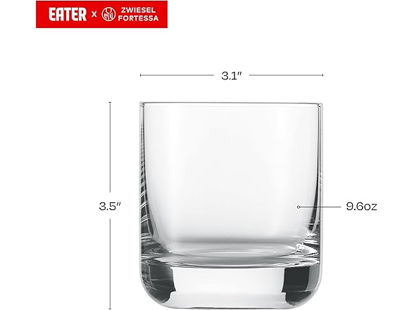 Eater x Zwiesel Crystal Glass, 10 Ounce (Set of 6), Clear
