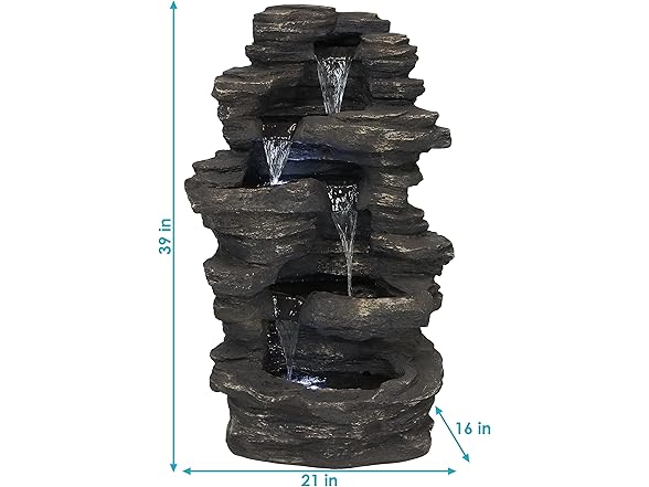 Sunnydaze Rock Falls 39-Inch Polystone Fountain