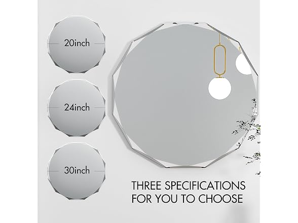 SNUGACE Beveled Edge Round Bathroom Vanity Mirror, 20”