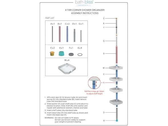 Bath Bliss 4 Tier Corner Shower Caddy