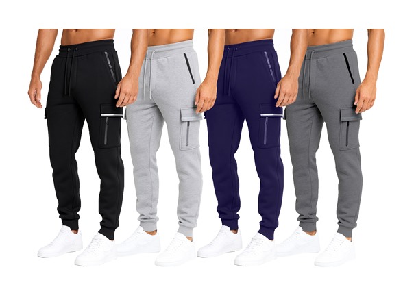 Mens Fleece-Lined Cargo Tech Joggers (S-3XL)