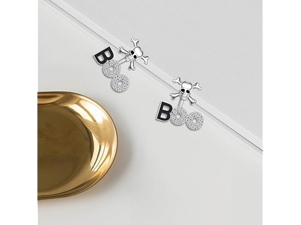 Sterling Silver Skull Boo Post Earrings