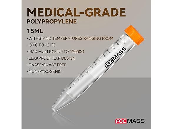 FOCMASS 15ml Conical Centrifuge Tubes